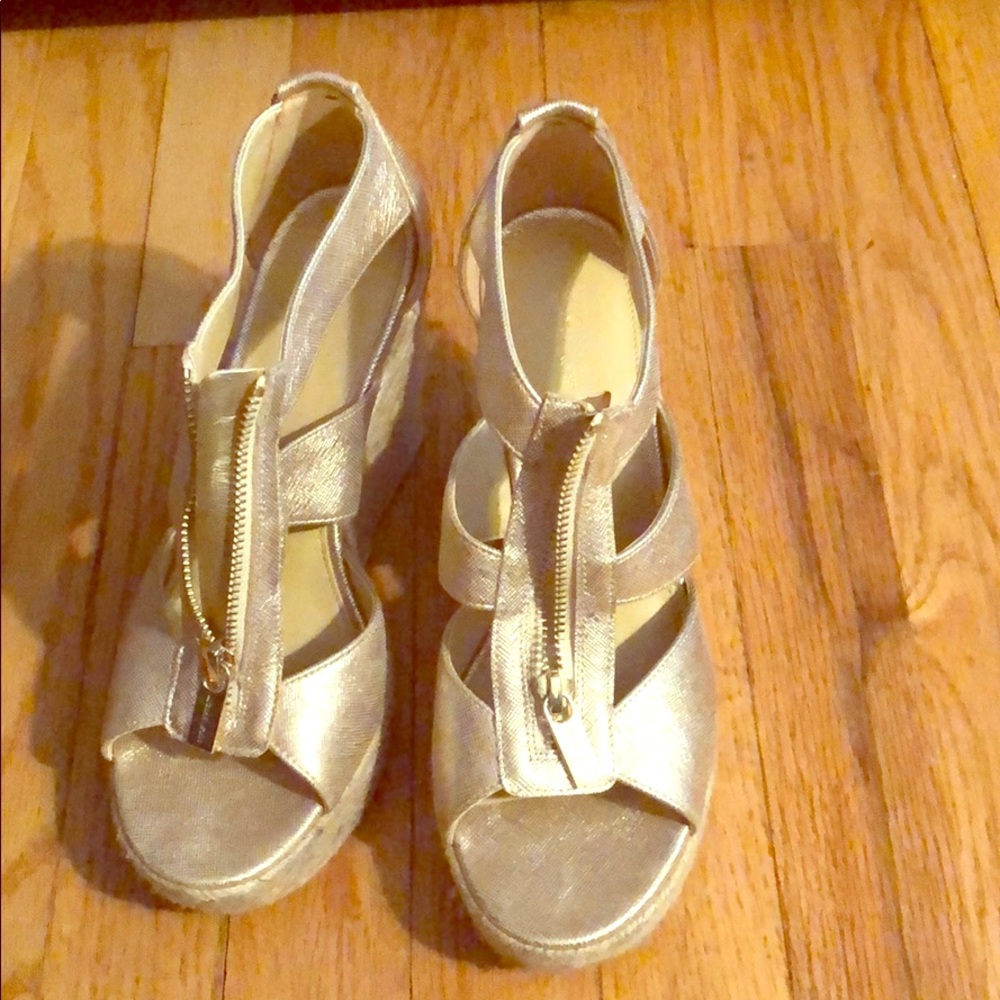 Michael Kors gold wedges